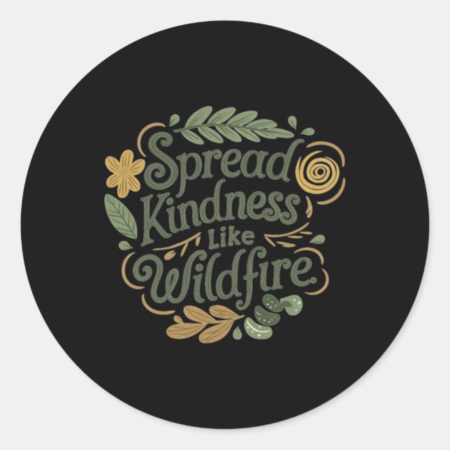 Adesivo Redondo Spread Kindness - Vinheta de Afirmação Positiva (Frente)