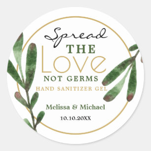 Adesivo Redondo Spread Love Greenery Casando Favor Sanitizer