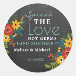 Adesivo Redondo Spread Love Hand Sanitizer Casamento De Mão