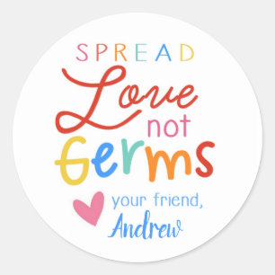Adesivo Redondo Spread Love Hand Sanitizer Sticker