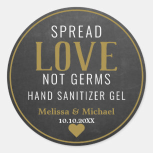 Adesivo Redondo Spread Love Mand Sanitizer Casamento Dourado