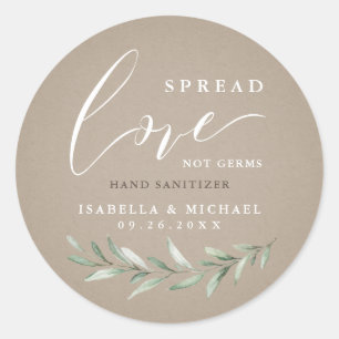 Adesivo Redondo Spread Love Mand Sanitizer Greenery Casamento Favo