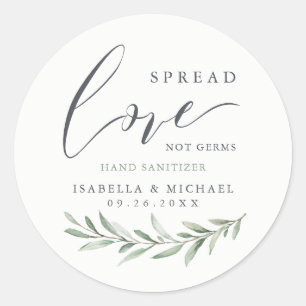 Adesivo Redondo Spread Love Mand Sanitizer Greenery Casamento Favo