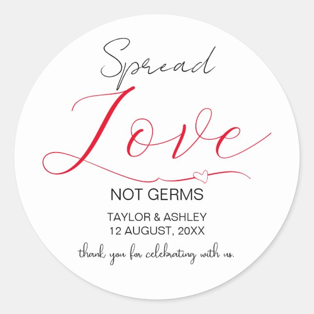 Adesivo Redondo Spread Love Minimal Script Hand Sanitizer Label (Frente)