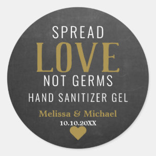 Adesivo Redondo Spread Love Not Germs Sanitizer Casamento Chalkboa