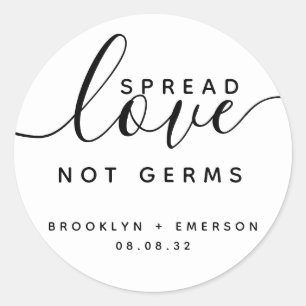 Adesivo Redondo Spread Love Not Germs Wednitizer Mão Sanitizer
