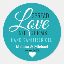 Adesivo Redondo Spread Love Not Germs Wedzer Sanitizer Favor Blue