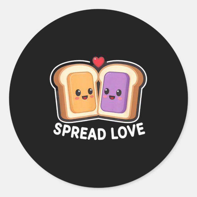 Adesivo Redondo Spread Love Peanut Butter And Jelly Valentine Desi (Frente)