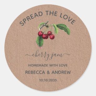 Adesivo Redondo Spread The Love Cereja Jam Kraft Paper Favor