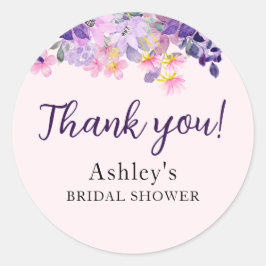Adesivo Redondo Spring Bridal shower with wildflowers Purple Color