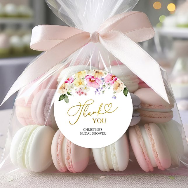 Adesivo Redondo Spring Floral Bridal Shower Thank You Sticker (Criador carregado)