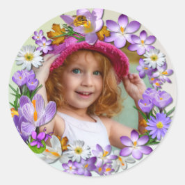 Adesivo Redondo Spring Flowers adiciona sua foto