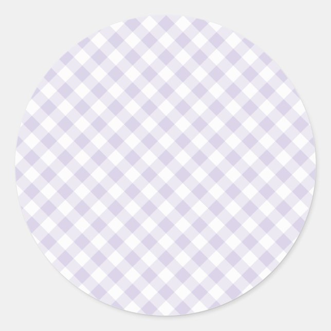 Adesivo Redondo Spring Retro Gingham | Lavanda Desbotada (Frente)
