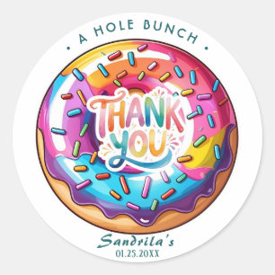 Adesivo Redondo Sprinkle Donut Obrigado um Buraco de Montão 