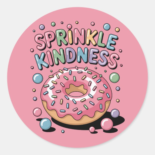 Adesivo Redondo Sprinkle Kindness | Rosquinha (Frente)