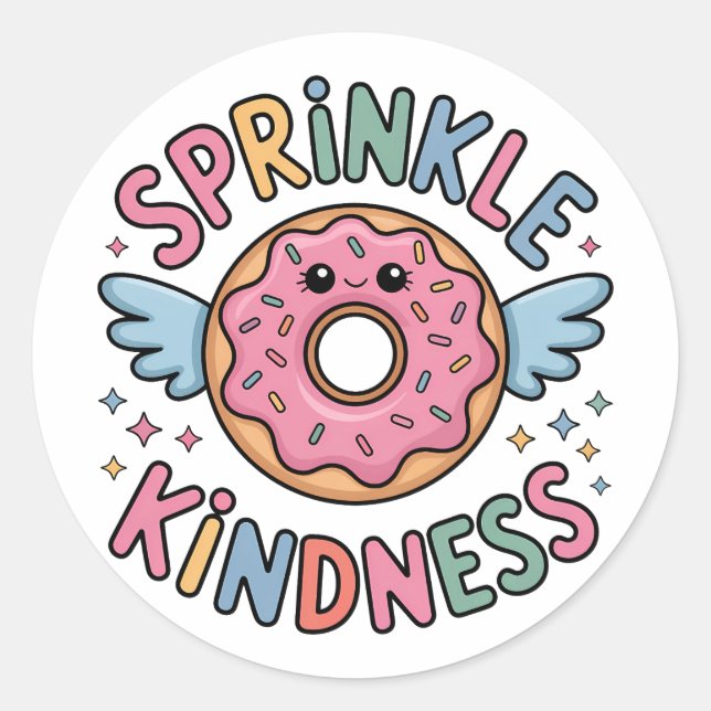 Adesivo Redondo Sprinkle Kindness | Rosquinha (Frente)