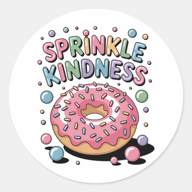 Adesivo Redondo Sprinkle Kindness | Rosquinha (Frente)