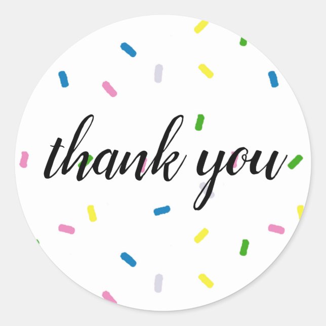 Adesivo Redondo Sprinkle Obrigado Festa de aniversário Stickers (Frente)