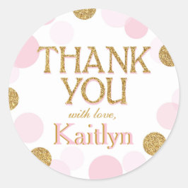 Adesivo Redondo Sprinkle Pontos Obrigado Rótulo