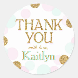 Adesivo Redondo Sprinkle Pontos Obrigado Rótulo