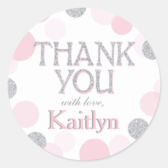 Adesivo Redondo Sprinkle Pontos Obrigado Rótulo (Frente)