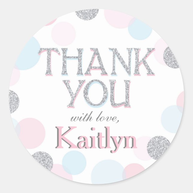 Adesivo Redondo Sprinkle Pontos Obrigado Rótulo (Frente)