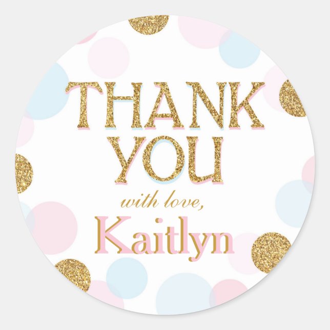 Adesivo Redondo Sprinkle Pontos Obrigado Rótulo (Frente)