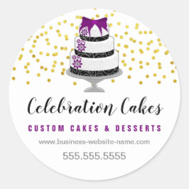 Adesivo Redondo Sprinkles Dourados Elegantes e Stic redonda Clássi