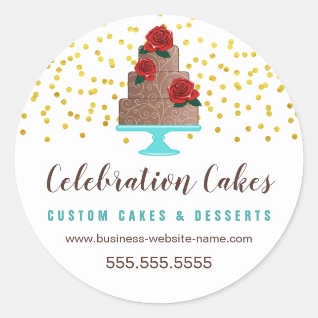 Adesivo Redondo Sprinkles Dourados Elegantes e Stic redonda Clássi (Frente)