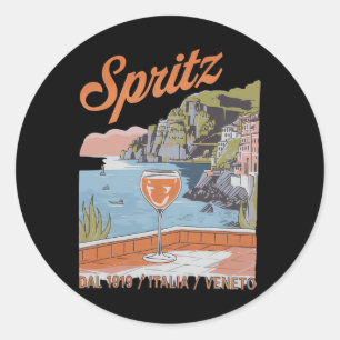 Adesivo Redondo Spritz Veneto Itália Vinho Laranja Vintage Cauda 3