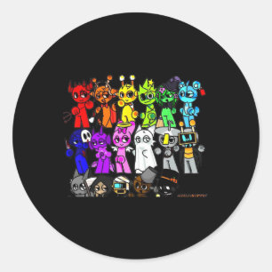 Adesivo Redondo Sprunky Happy Halloween Funbot Jevin Simon Pinki O