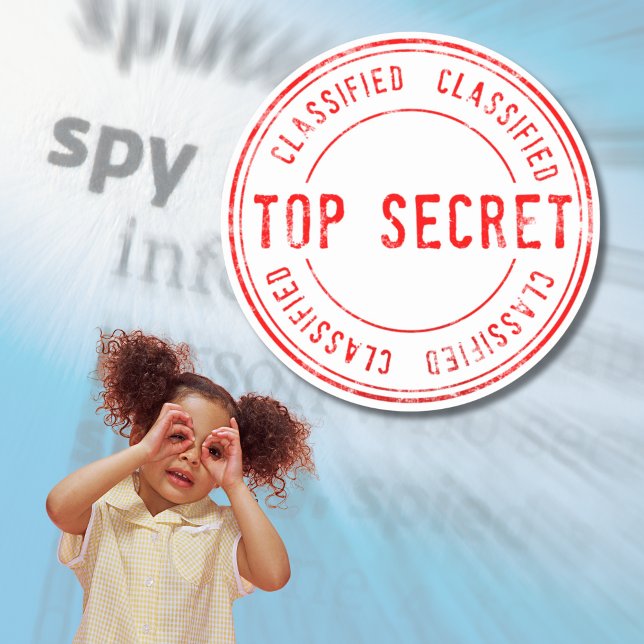 Adesivo Redondo Spy Surprise Festa de aniversário Top Secret Class (Spy Kids Birthday Party Top Secret Classic Round Sticker)