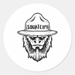 Adesivo Redondo Squatchy Camping Bigfoot Sasquatch Divertido Homen