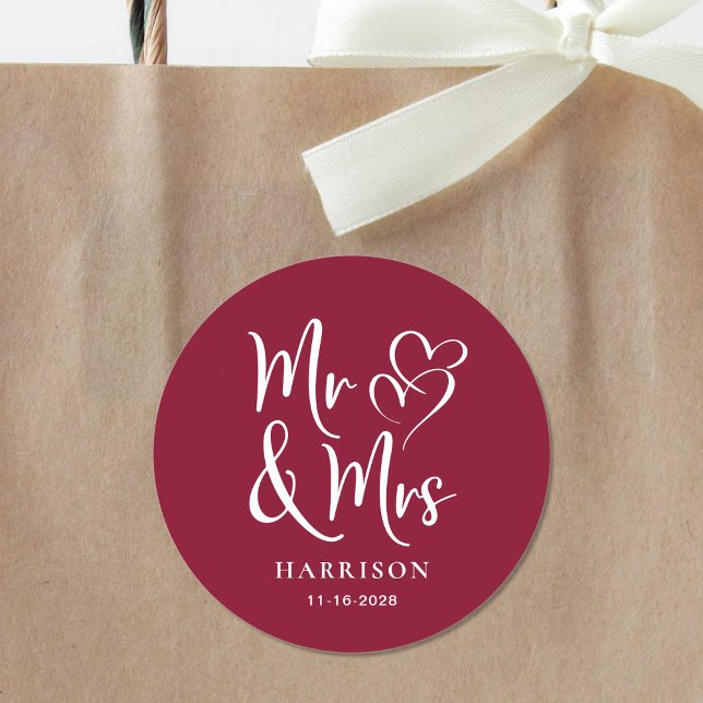 Adesivo Redondo Sr. Burgundy Wedding (Criador carregado)