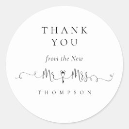 Adesivo Redondo Sr. Deputado Key Symbol Script Wedding Obrigado