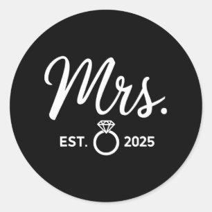 Adesivo Redondo Sr. e Sra. Noivado Camisetas Casamento Recem casad