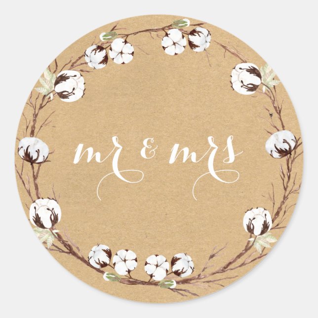 Adesivo Redondo Sr. e Sra. Rustic Envelope Seals (Frente)