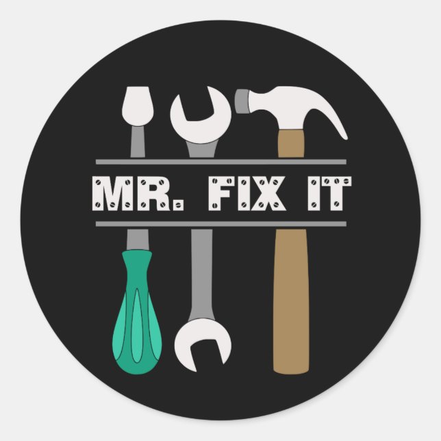Adesivo Redondo Sr. Fix It Mens Tools Sticker (Frente)