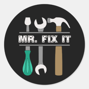 Adesivo Redondo Sr. Fix It Mens Tools Sticker