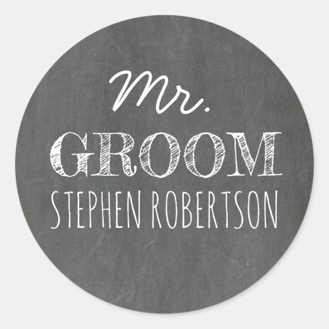 Adesivo Redondo Sr. Groom Chalkboard (Frente)