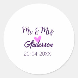 Adesivo Redondo Sr & Sra adicionar sobrenome data ano lembrancinha