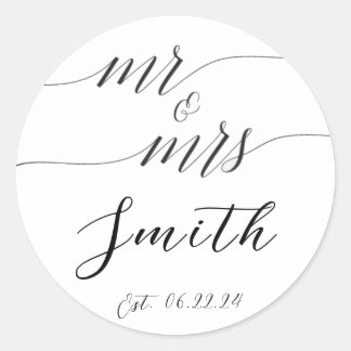 Adesivo Redondo Sr. & Sra. Wedding Sticker
