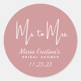 Adesivo Redondo Sra. Chá de panela Puce Pink Calliografia