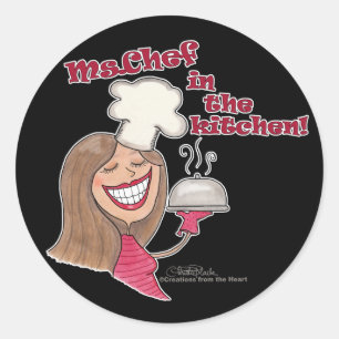 Adesivo Redondo Sra. Chef na cozinha