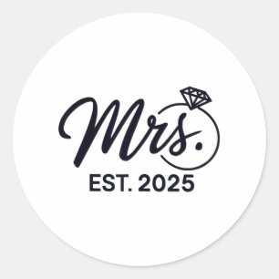 Adesivo Redondo Sra. Est. recem casados 2025 Casais Casamento Sr.