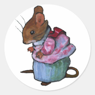 Adesivo Redondo Sra. Tittlemouse, Após Beatrix Potter: Pastel de P