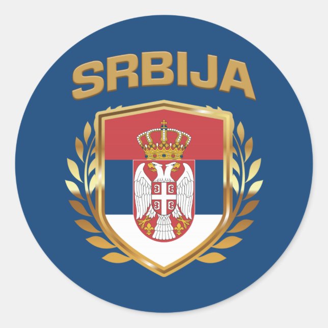 Adesivo Redondo Srbija Flag Shield Sérvia (Frente)