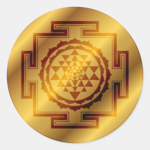 Adesivo Redondo Sri dourado Yantra