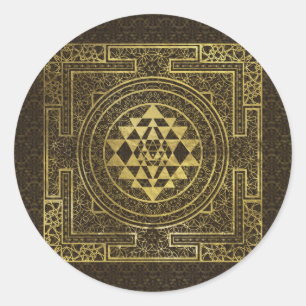 Adesivo Redondo Sri Dourado Yantra/Sri Chakra