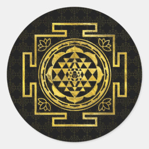Adesivo Redondo Sri dourado Yantra/Sri Chakra